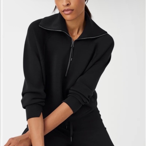 Spanx Air Essentials Half Zip Pullover Black 1X Women’s Lightweight Style 50346 - Picture 1 of 5